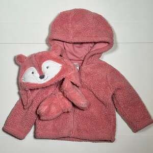 Carter's Baby Girl 3-Piece Sherpa Jacket, Hat, & Mittens Size 6-9M